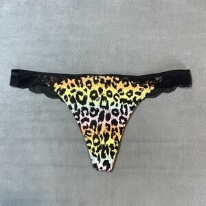 Victoria's Secret PINK 2012 Lace Back Low Rise Thong Panty Rainbow Animal Print